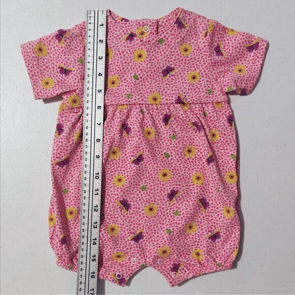 NWT Vintage Baby Bubble Romper Creeper New Girls 6 - 9 M Pink Butterfly Flower - Picture 2 of 11